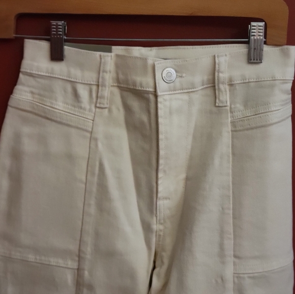 Hudson Utility Cargo jeans denim pants Ecro cream New NWT 25 o 30 high rise crop - Picture 3 of 5